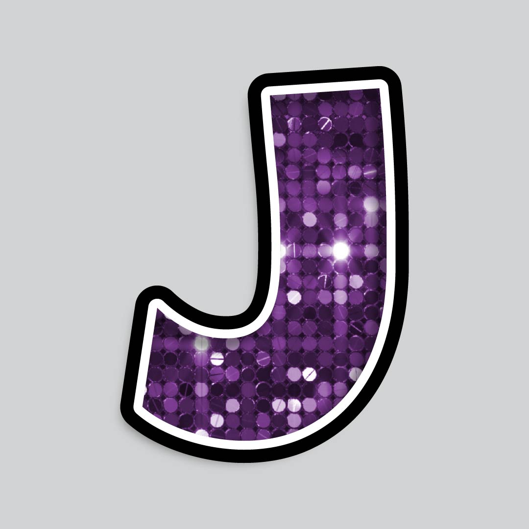 23.5” INDIVIDUAL LUCKY GUY SEQUIN PURPLE SHADOW LETTERS