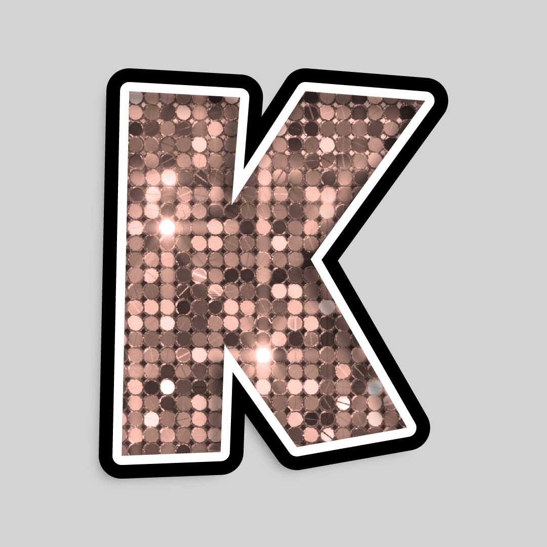 23.5” INDIVIDUAL LUCKY GUY SEQUIN ROSE GOLD SHADOW LETTERS