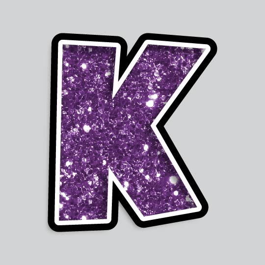 23.5” INDIVIDUAL LUCKY GUY PURPLE CHUNKY GLITTER LETTERS