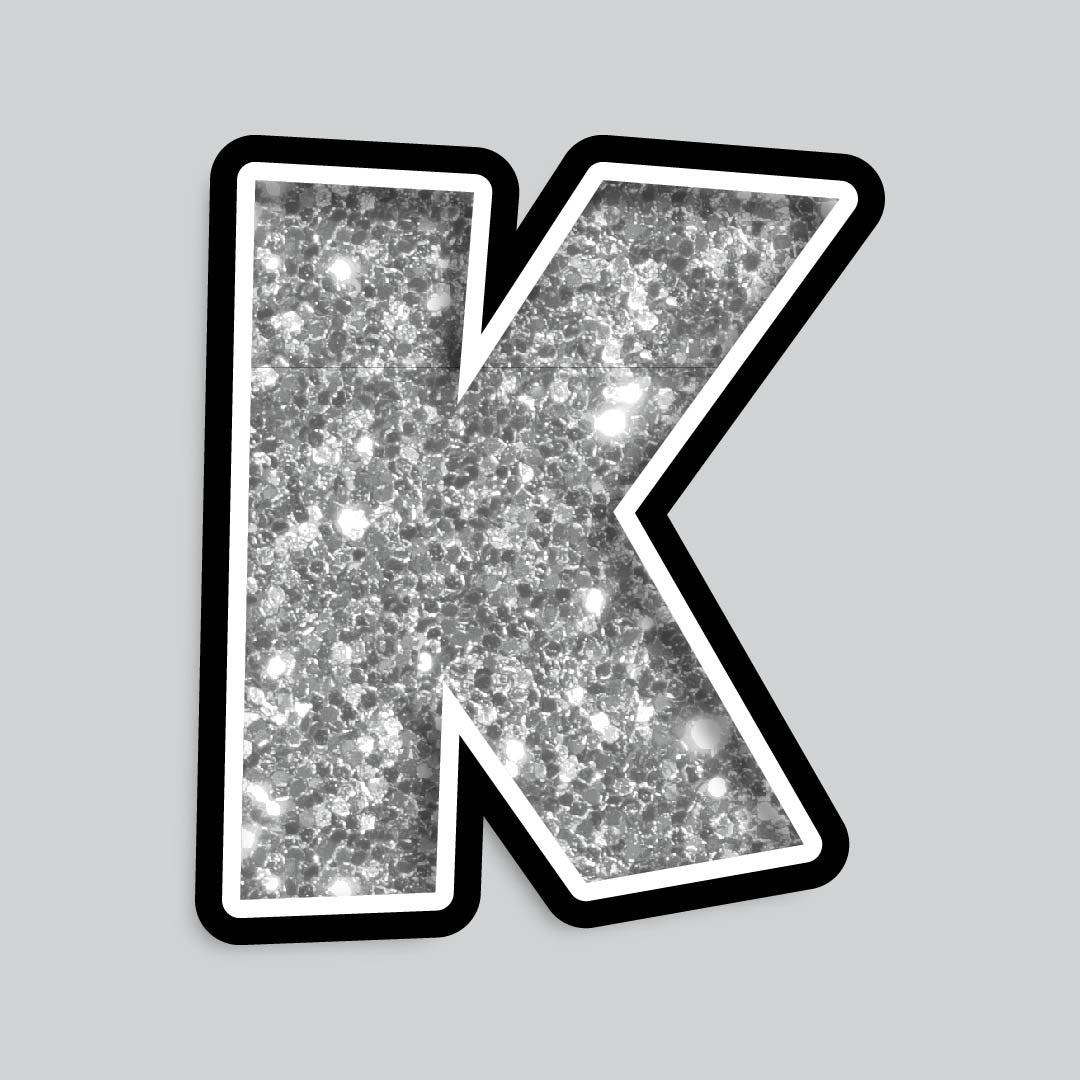 23.5” INDIVIDUAL LUCKY GUY SILVER CHUNKY GLITTER LETTERS