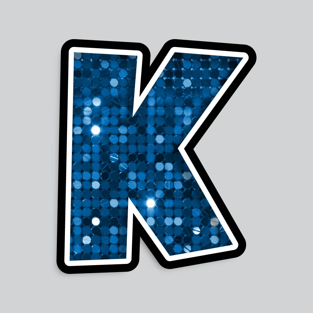23.5” INDIVIDUAL LUCKY GUY SEQUIN BLUE SHADOW LETTERS