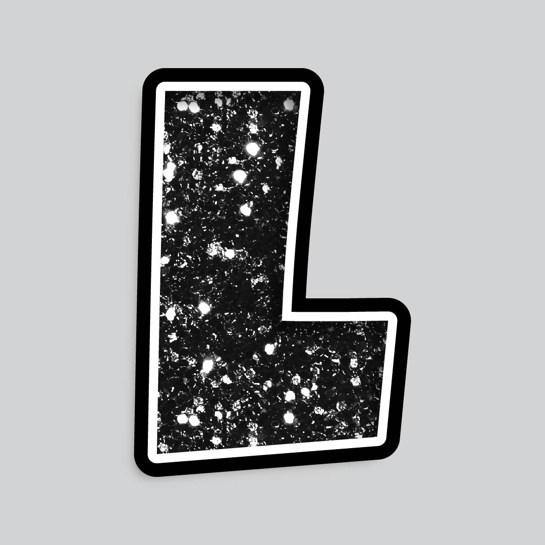 23.5” INDIVIDUAL LUCKY GUY BLACK CHUNKY GLITTER LETTERS