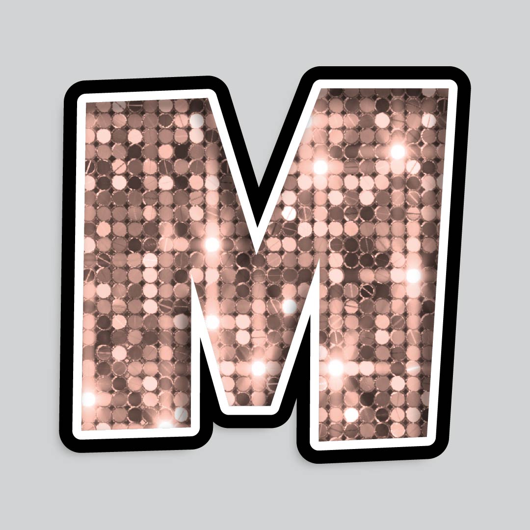 23.5” INDIVIDUAL LUCKY GUY SEQUIN ROSE GOLD SHADOW LETTERS