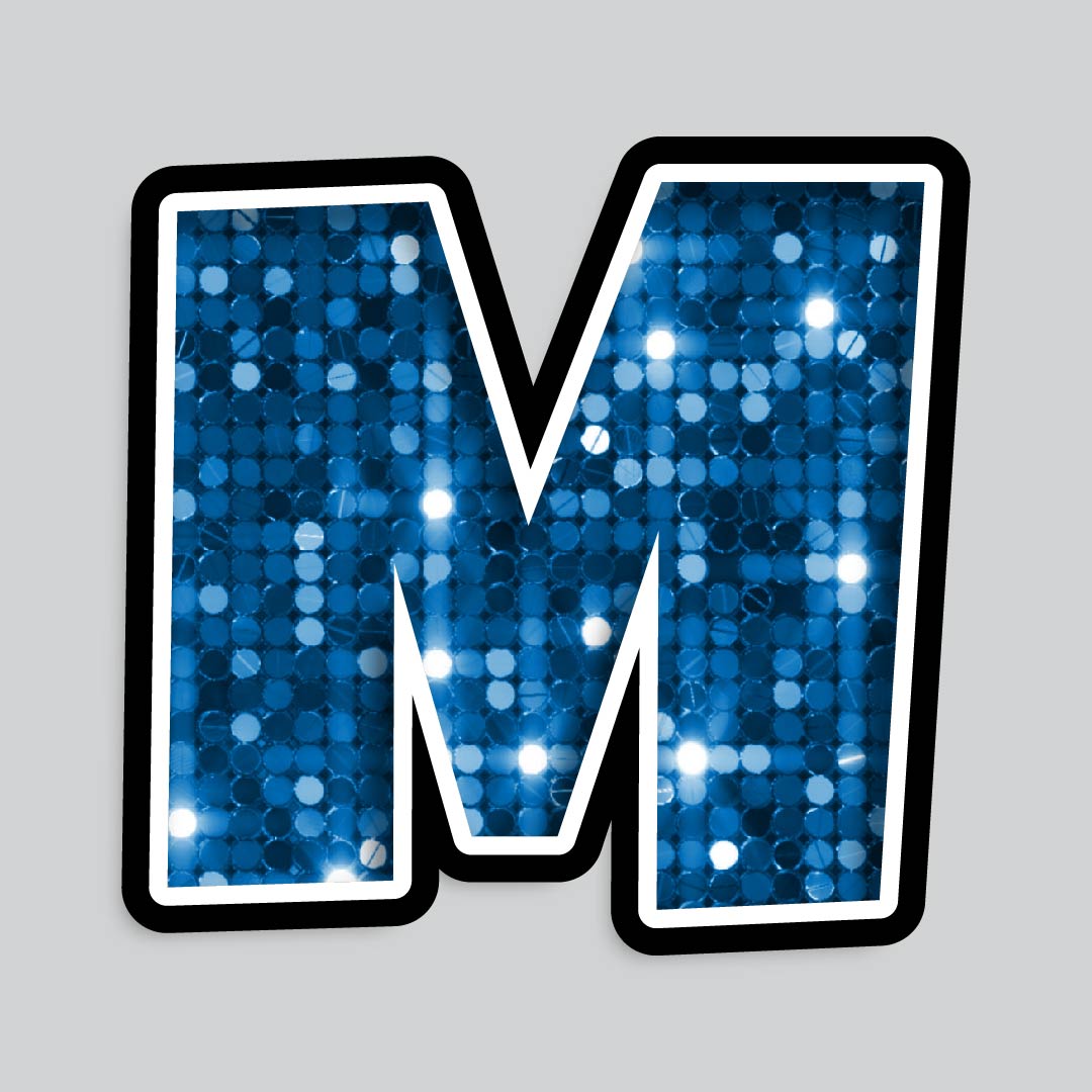 23.5” INDIVIDUAL LUCKY GUY SEQUIN BLUE SHADOW LETTERS