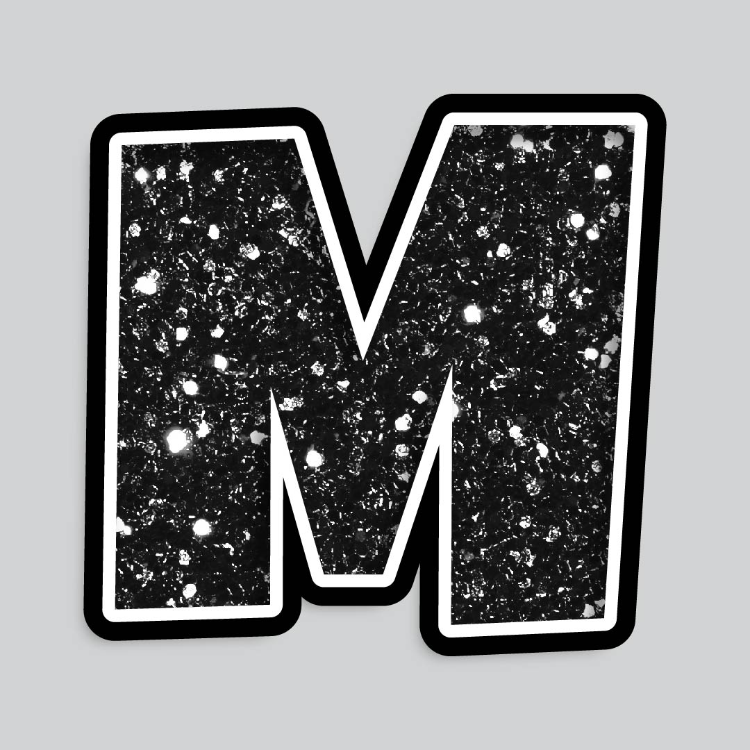 23.5” INDIVIDUAL LUCKY GUY BLACK CHUNKY GLITTER LETTERS