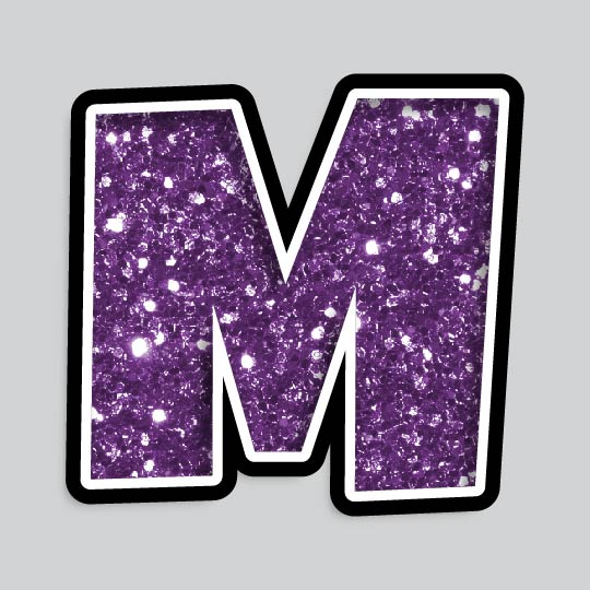 23.5” INDIVIDUAL LUCKY GUY PURPLE CHUNKY GLITTER LETTERS