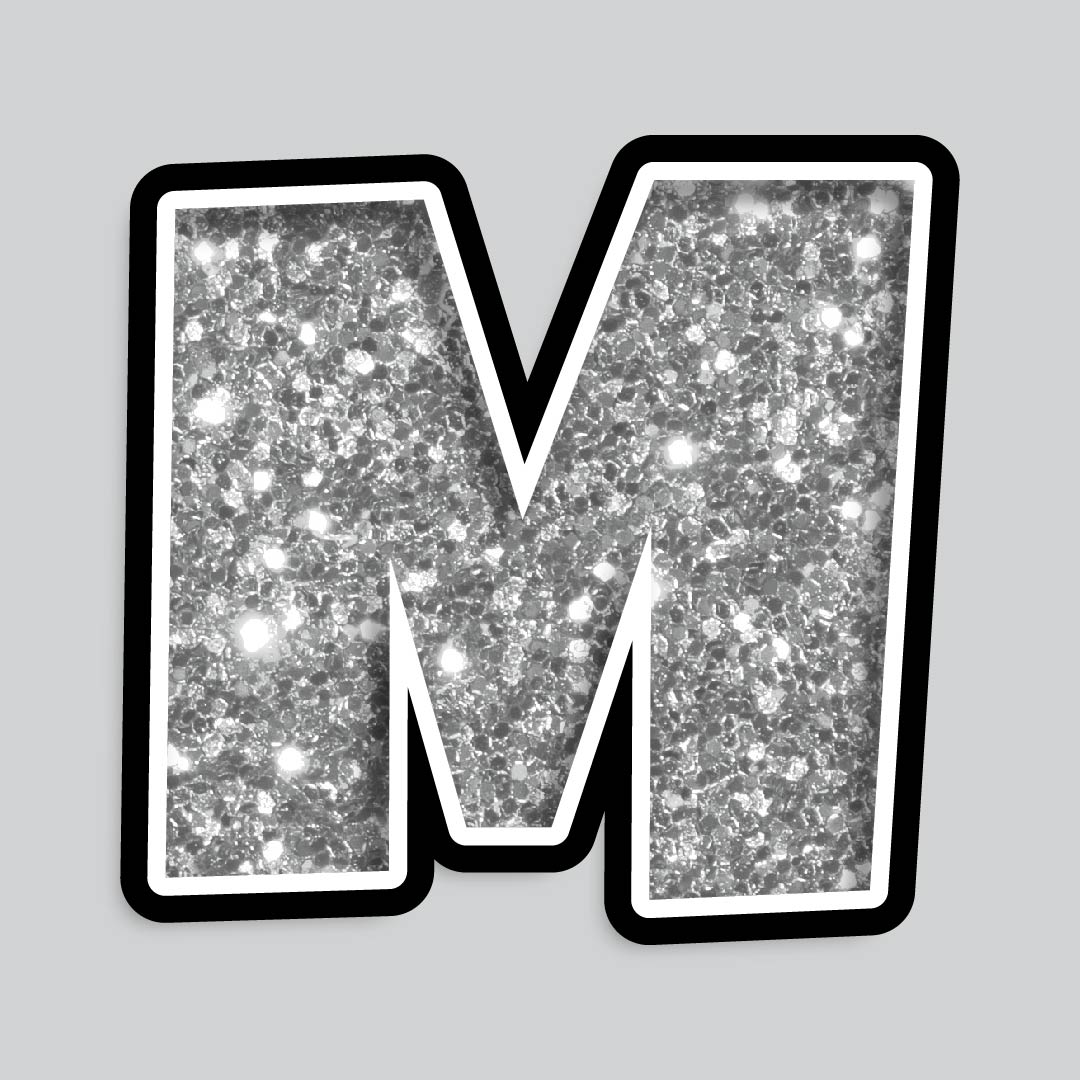 23.5” INDIVIDUAL LUCKY GUY SILVER CHUNKY GLITTER LETTERS