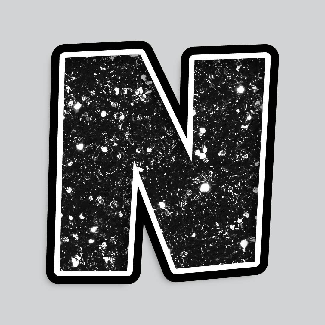 23.5” INDIVIDUAL LUCKY GUY BLACK CHUNKY GLITTER LETTERS