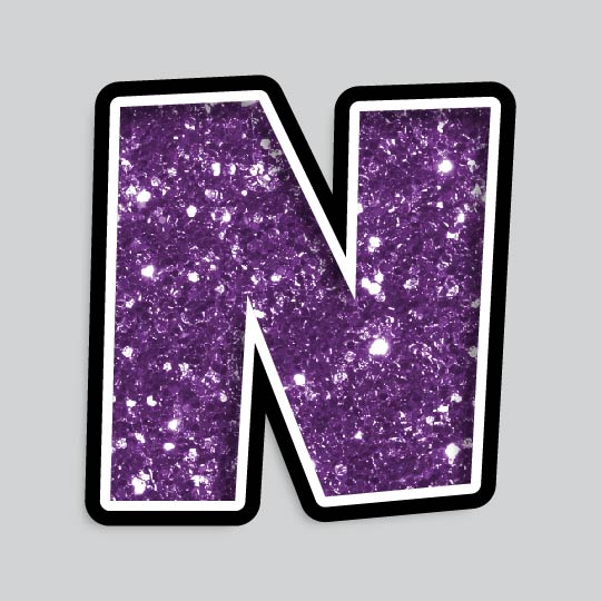 23.5” INDIVIDUAL LUCKY GUY PURPLE CHUNKY GLITTER LETTERS