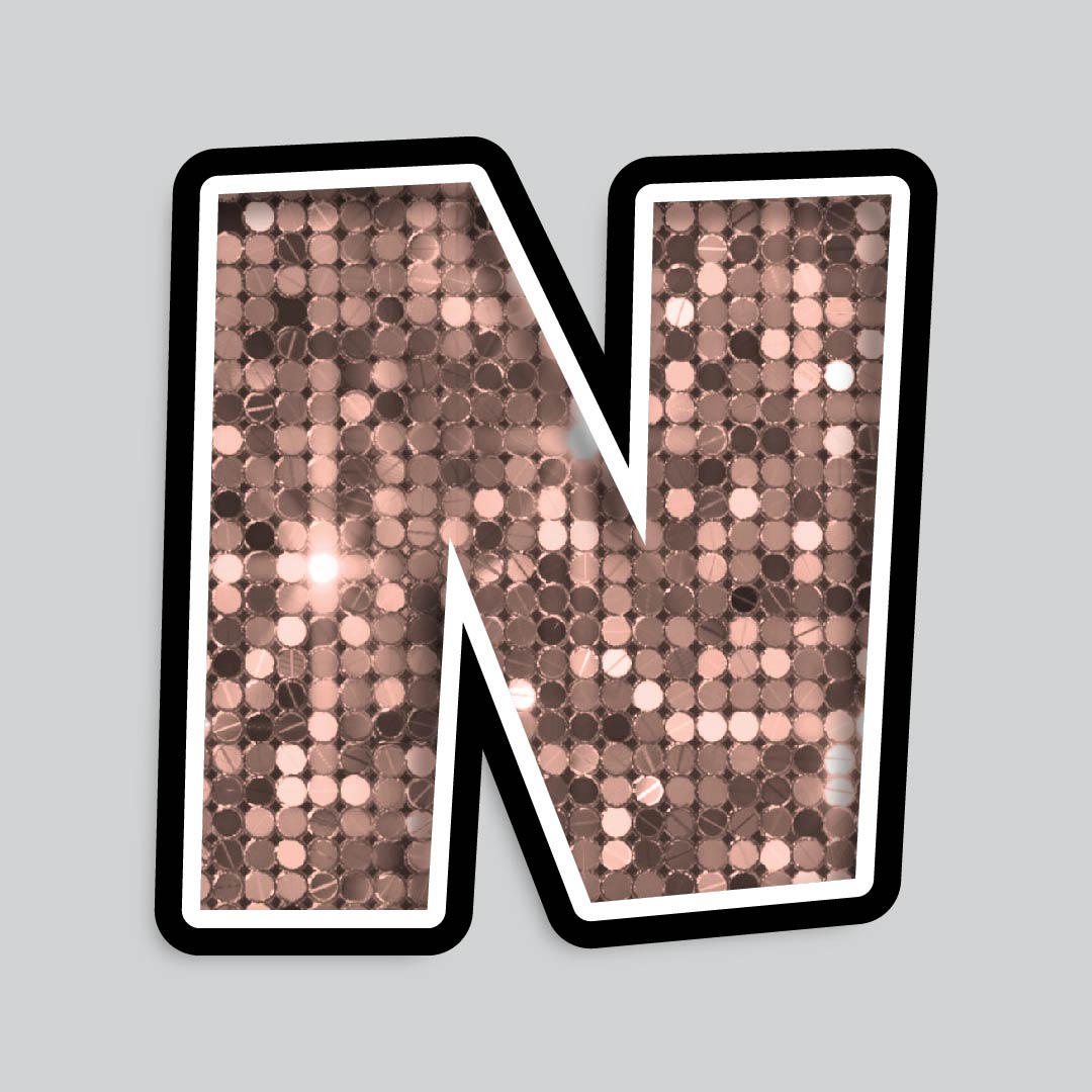 23.5” INDIVIDUAL LUCKY GUY SEQUIN ROSE GOLD SHADOW LETTERS