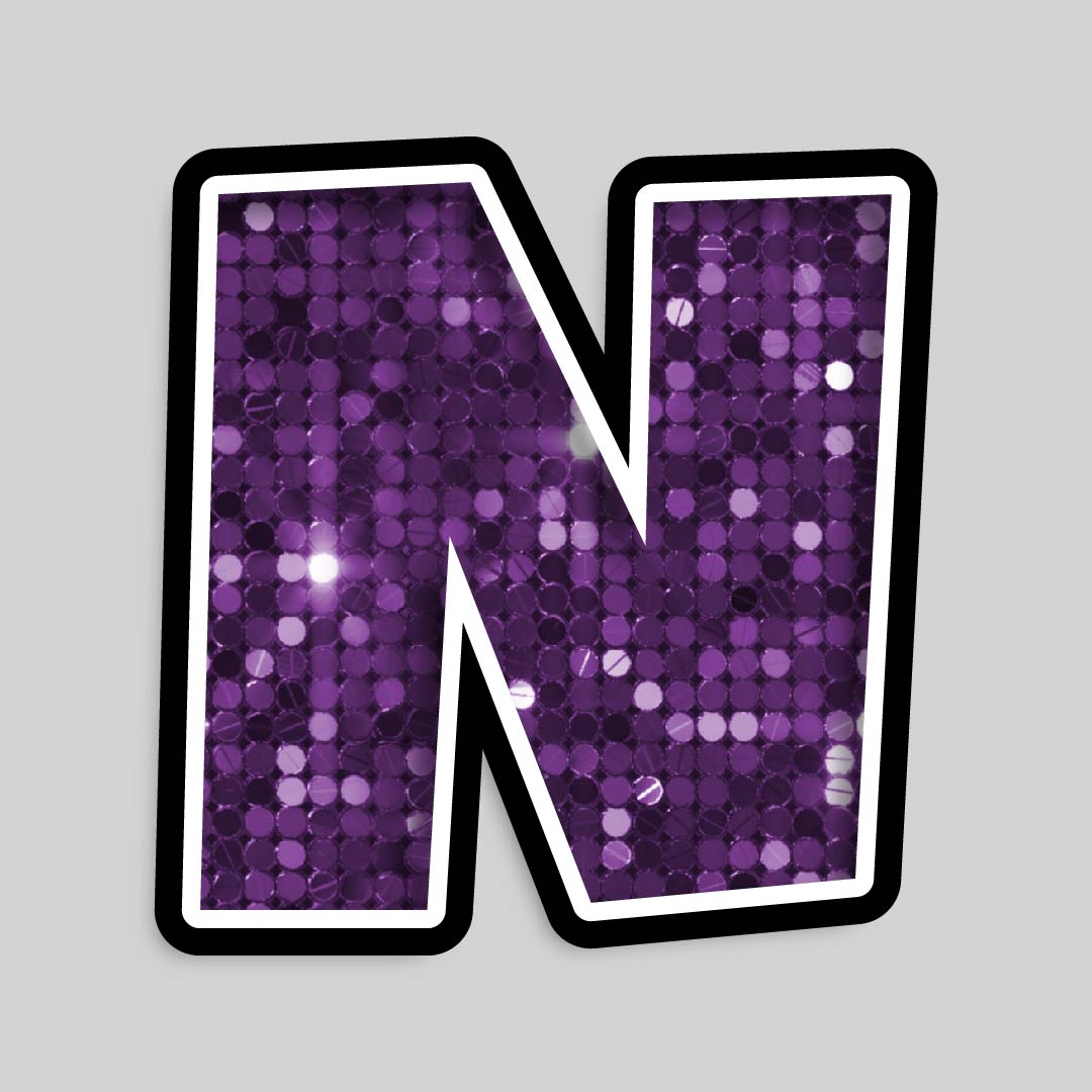 23.5” INDIVIDUAL LUCKY GUY SEQUIN PURPLE SHADOW LETTERS