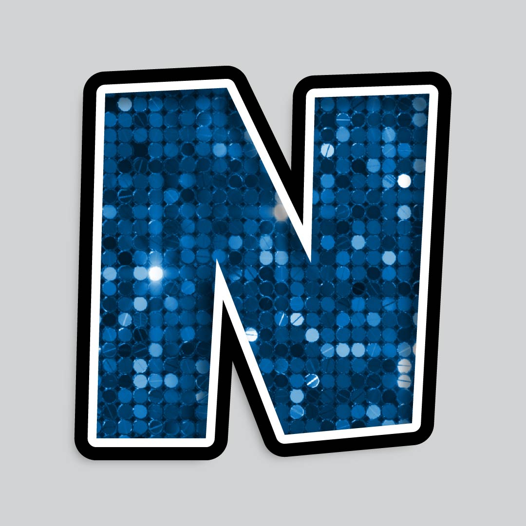 23.5” INDIVIDUAL LUCKY GUY SEQUIN BLUE SHADOW LETTERS
