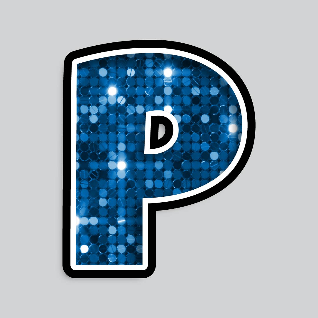 23.5” INDIVIDUAL LUCKY GUY SEQUIN BLUE SHADOW LETTERS