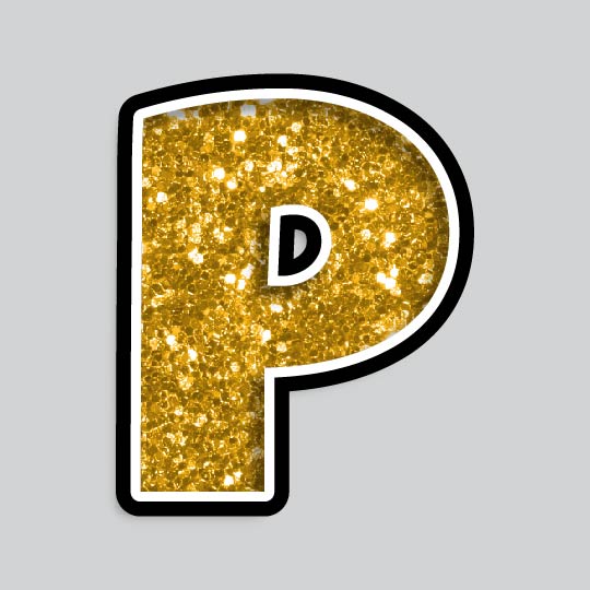 23.5” INDIVIDUAL LUCKY GUY GOLD CHUNKY GLITTER LETTERS