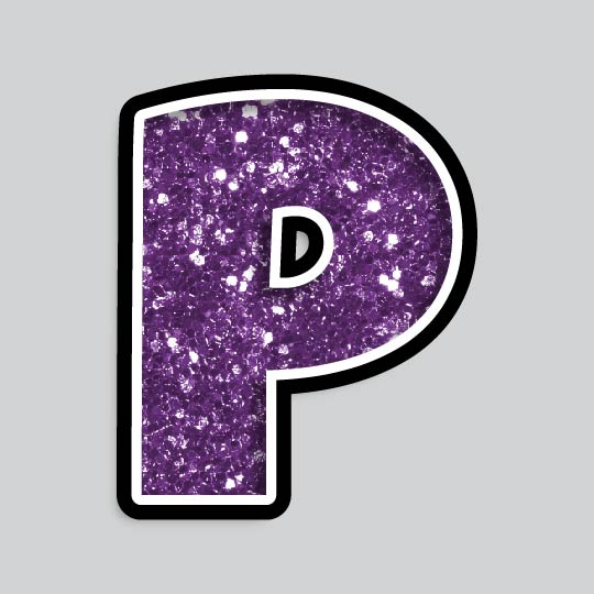 23.5” INDIVIDUAL LUCKY GUY PURPLE CHUNKY GLITTER LETTERS