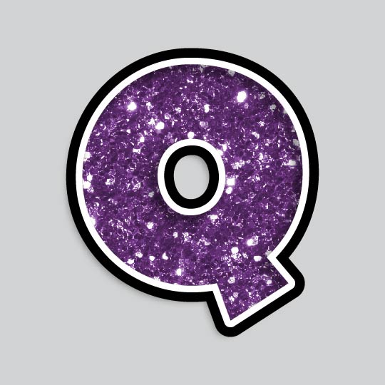 23.5” INDIVIDUAL LUCKY GUY PURPLE CHUNKY GLITTER LETTERS