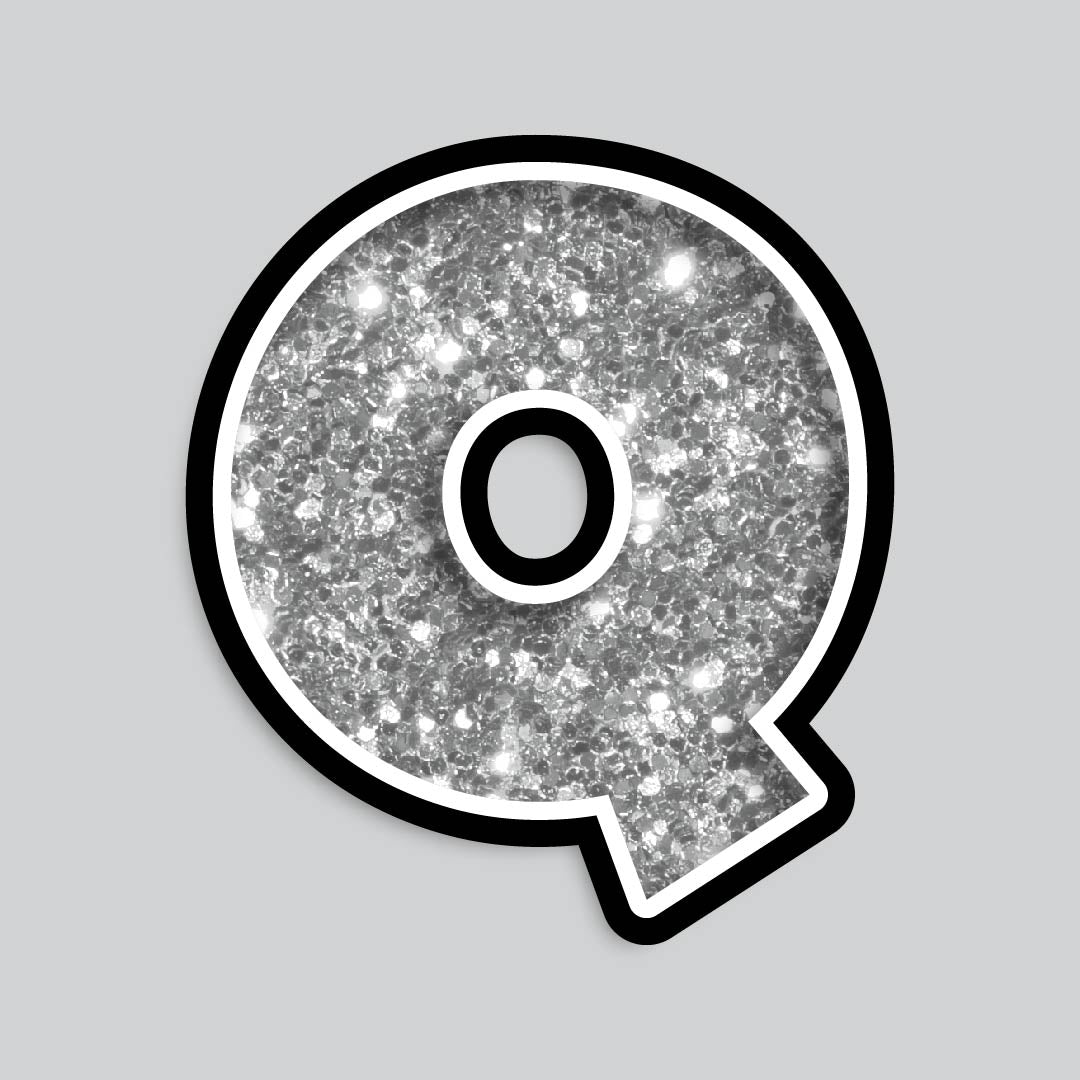 23.5” INDIVIDUAL LUCKY GUY SILVER CHUNKY GLITTER LETTERS