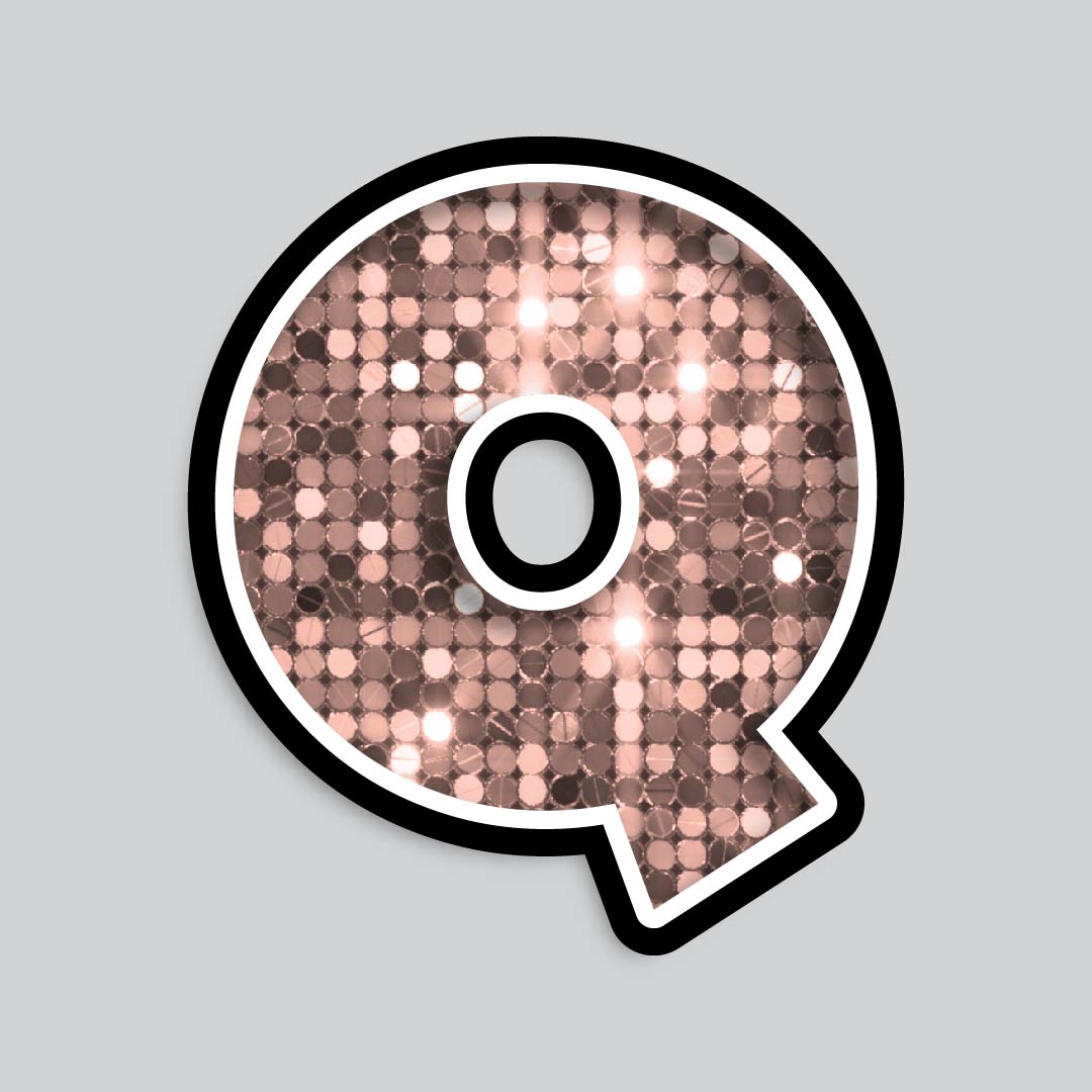 23.5” INDIVIDUAL LUCKY GUY SEQUIN ROSE GOLD SHADOW LETTERS