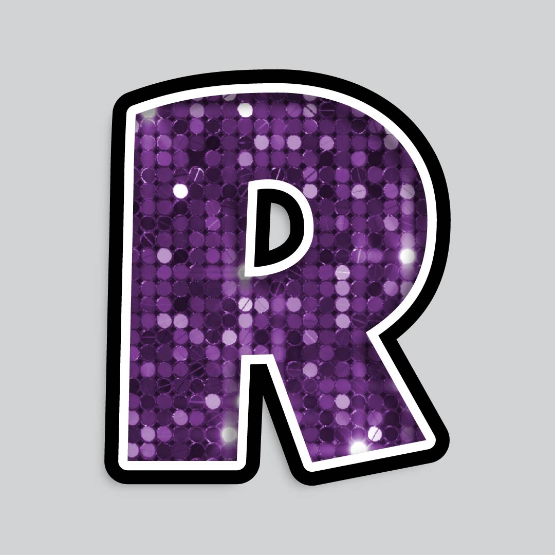 23.5” INDIVIDUAL LUCKY GUY SEQUIN PURPLE SHADOW LETTERS