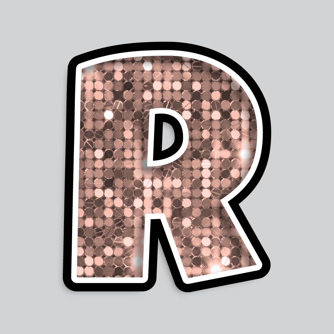 23.5” INDIVIDUAL LUCKY GUY SEQUIN ROSE GOLD SHADOW LETTERS