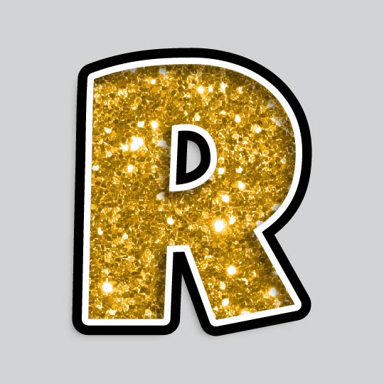 23.5” INDIVIDUAL LUCKY GUY GOLD CHUNKY GLITTER LETTERS