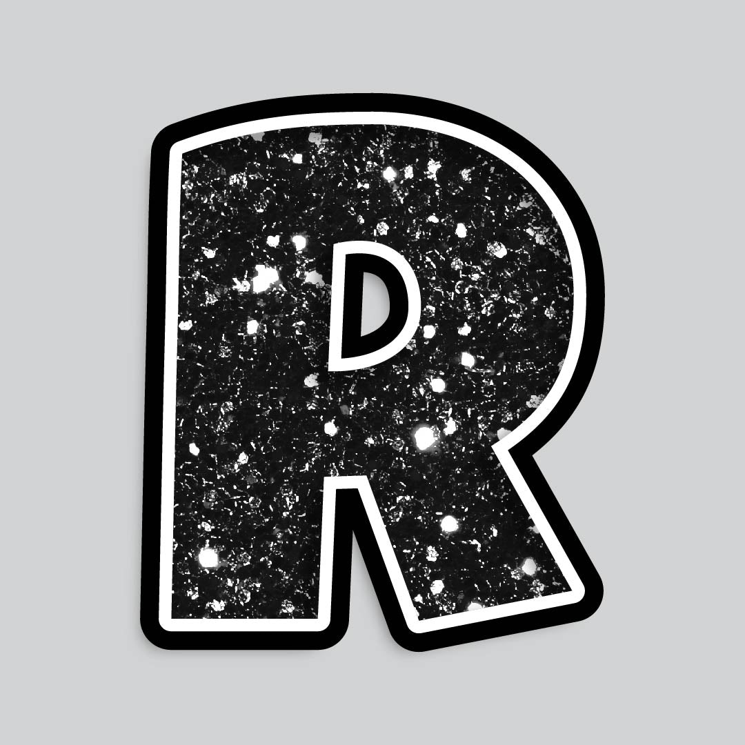 23.5” INDIVIDUAL LUCKY GUY BLACK CHUNKY GLITTER LETTERS