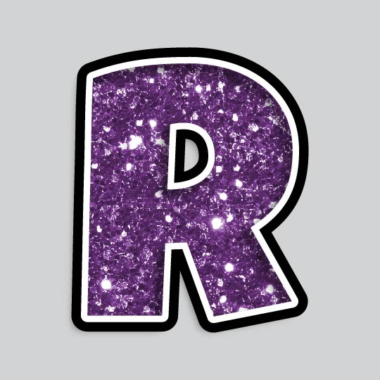 23.5” INDIVIDUAL LUCKY GUY PURPLE CHUNKY GLITTER LETTERS
