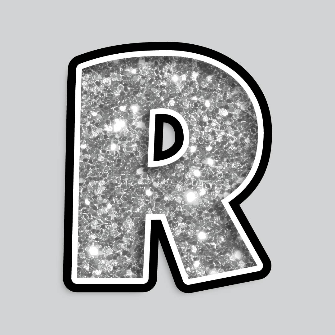 23.5” INDIVIDUAL LUCKY GUY SILVER CHUNKY GLITTER LETTERS