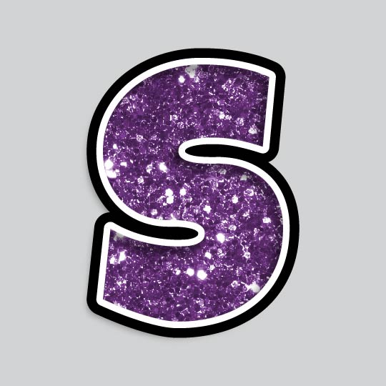 23.5” INDIVIDUAL LUCKY GUY PURPLE CHUNKY GLITTER LETTERS