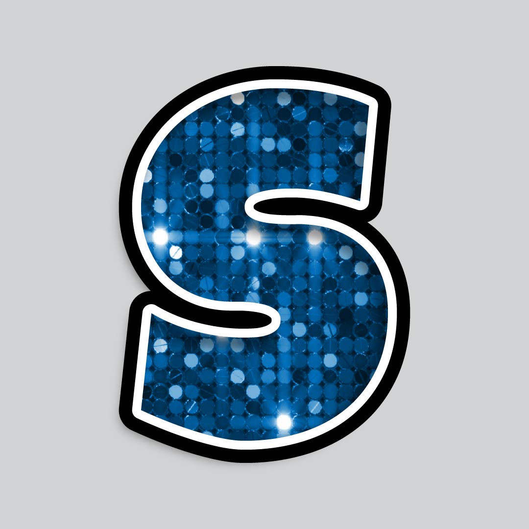 23.5” INDIVIDUAL LUCKY GUY SEQUIN BLUE SHADOW LETTERS