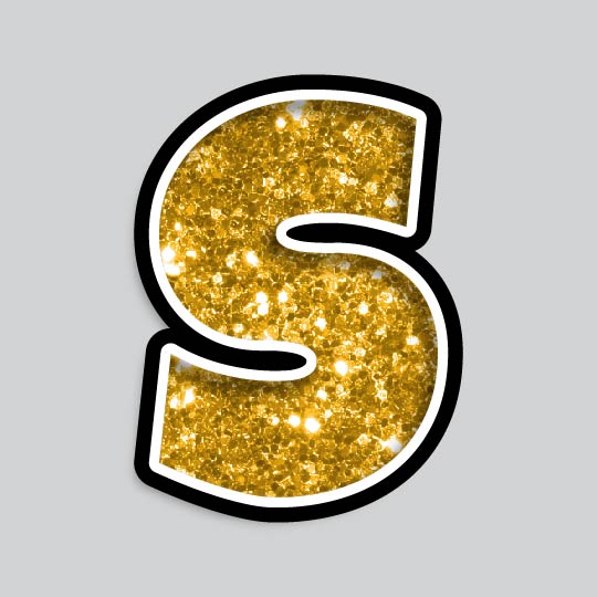 23.5” INDIVIDUAL LUCKY GUY GOLD CHUNKY GLITTER LETTERS