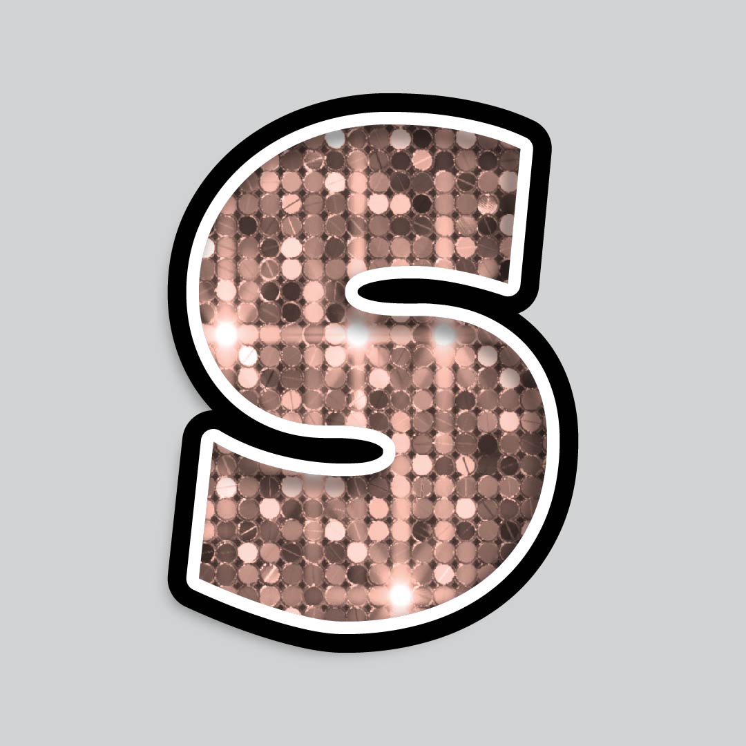 23.5” INDIVIDUAL LUCKY GUY SEQUIN ROSE GOLD SHADOW LETTERS