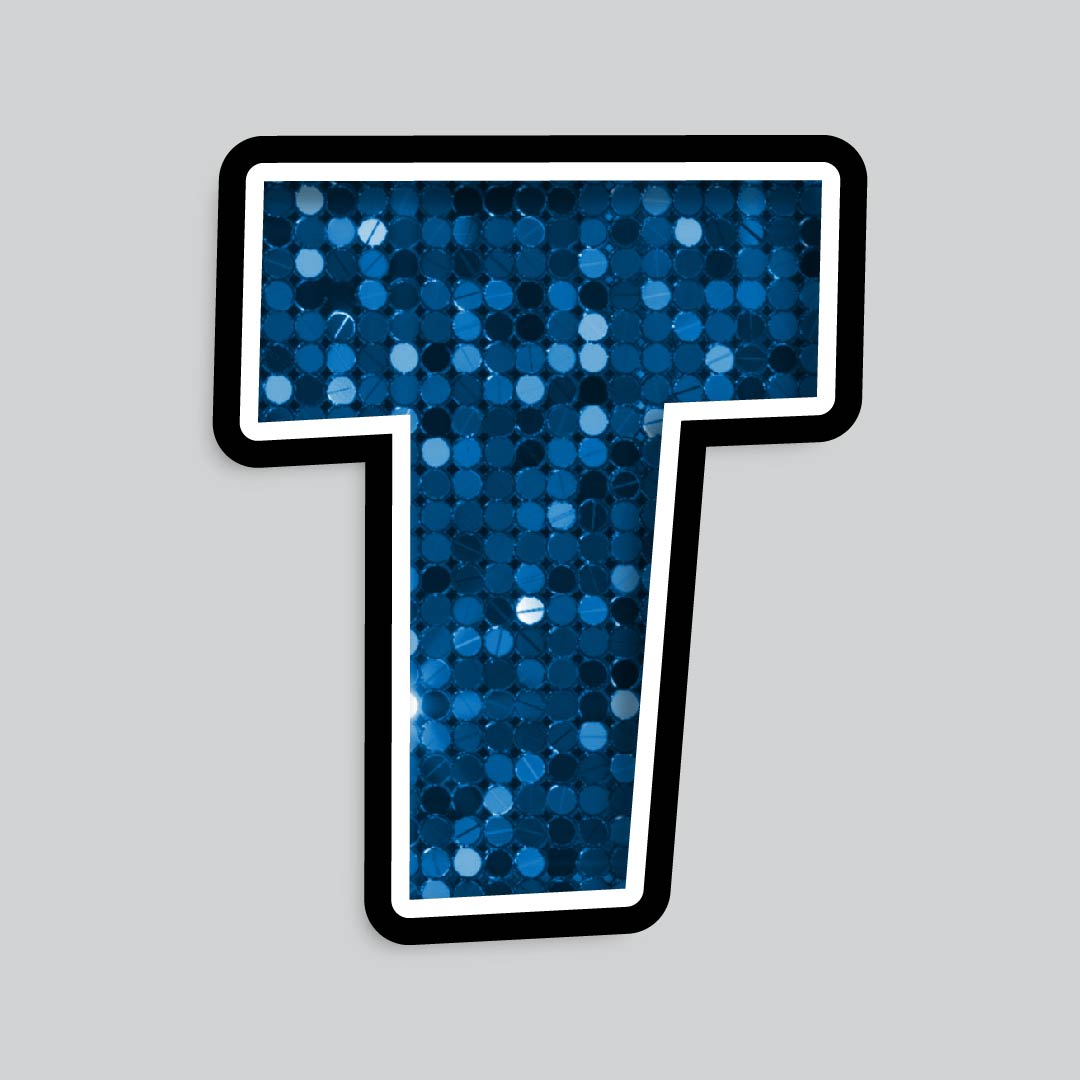 23.5” INDIVIDUAL LUCKY GUY SEQUIN BLUE SHADOW LETTERS
