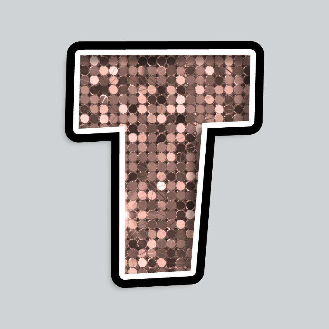 23.5” INDIVIDUAL LUCKY GUY SEQUIN ROSE GOLD SHADOW LETTERS