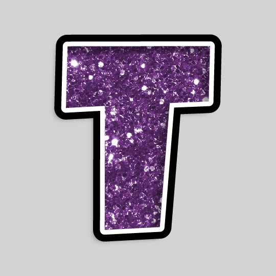 23.5” INDIVIDUAL LUCKY GUY PURPLE CHUNKY GLITTER LETTERS