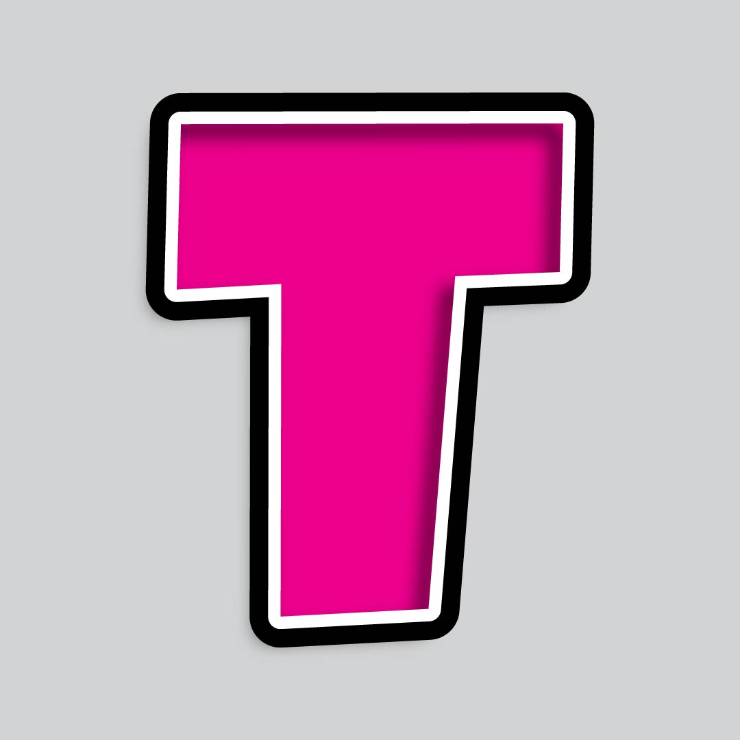 23.5” INDIVIDUAL LUCKY GUY PINK SHADOW LETTERS