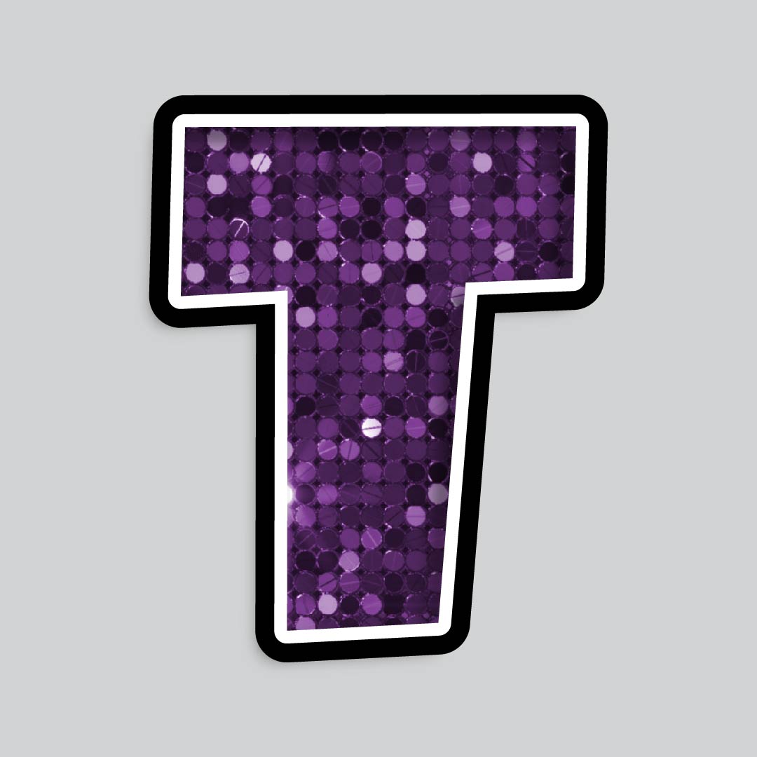 23.5” INDIVIDUAL LUCKY GUY SEQUIN PURPLE SHADOW LETTERS