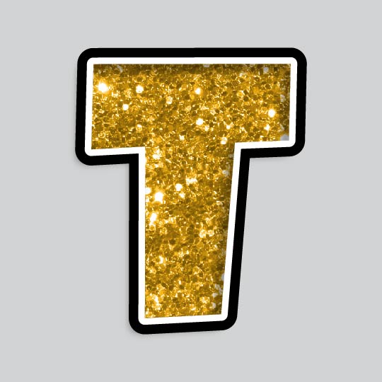 23.5” INDIVIDUAL LUCKY GUY GOLD CHUNKY GLITTER LETTERS