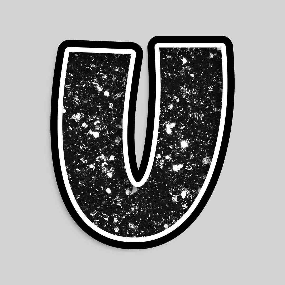 23.5” INDIVIDUAL LUCKY GUY BLACK CHUNKY GLITTER LETTERS