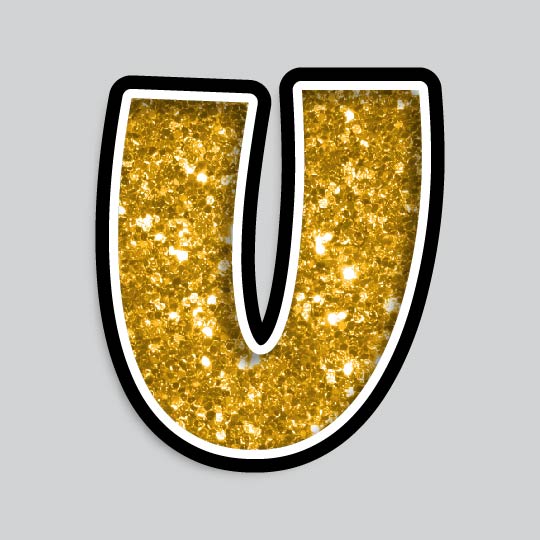 23.5” INDIVIDUAL LUCKY GUY GOLD CHUNKY GLITTER LETTERS