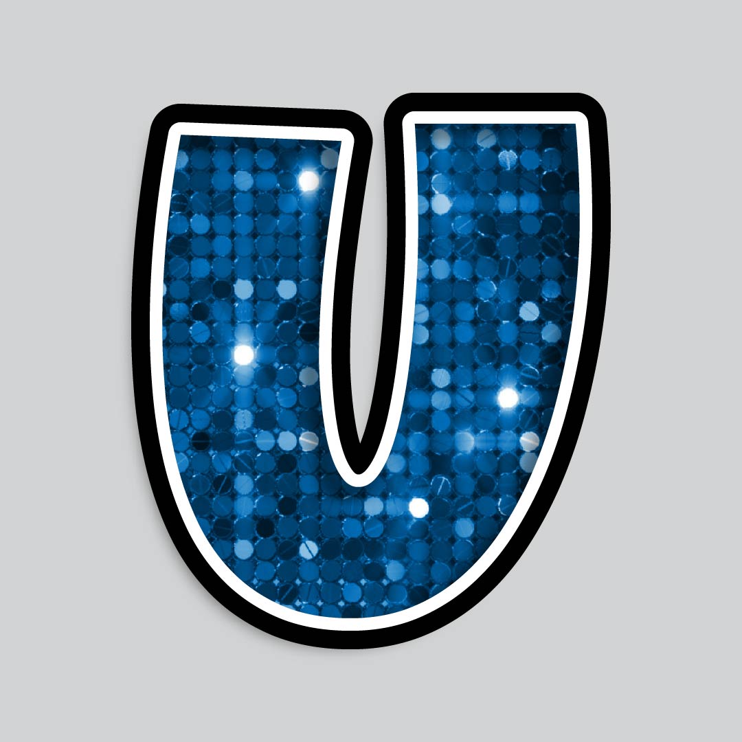 23.5” INDIVIDUAL LUCKY GUY SEQUIN BLUE SHADOW LETTERS