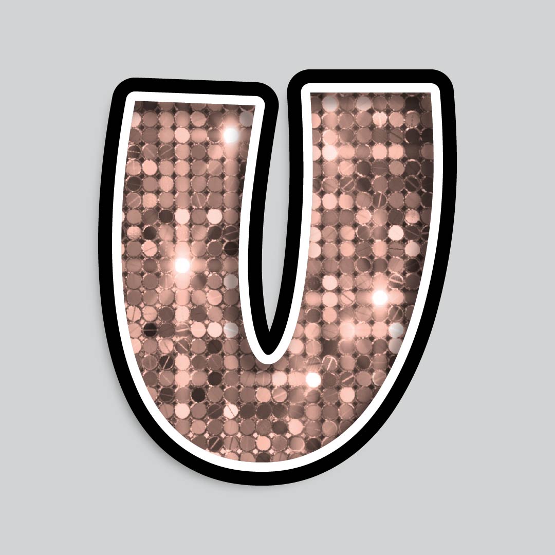 23.5” INDIVIDUAL LUCKY GUY SEQUIN ROSE GOLD SHADOW LETTERS