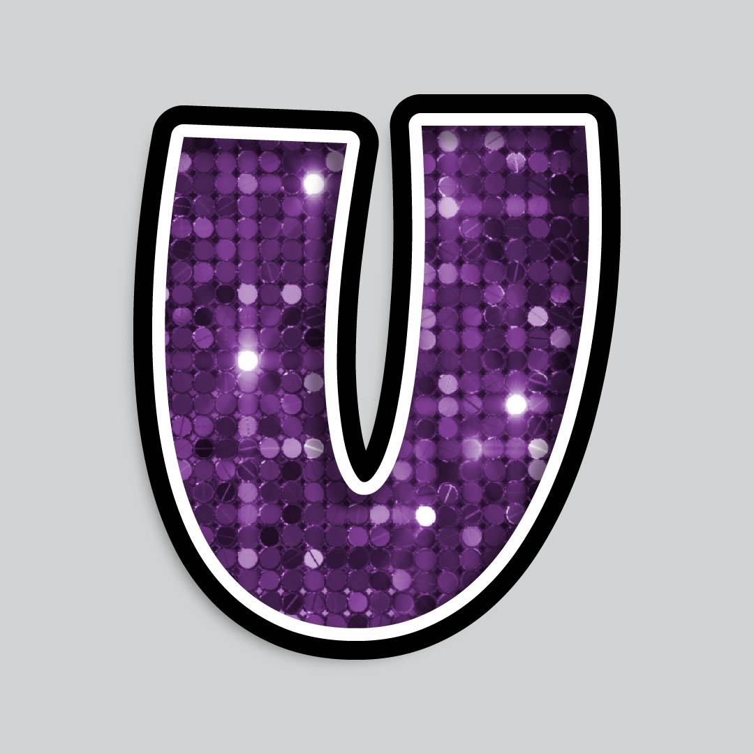 23.5” INDIVIDUAL LUCKY GUY SEQUIN PURPLE SHADOW LETTERS