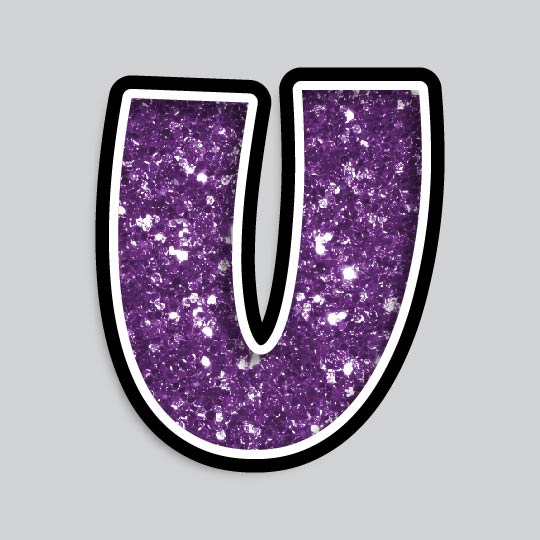 23.5” INDIVIDUAL LUCKY GUY PURPLE CHUNKY GLITTER LETTERS
