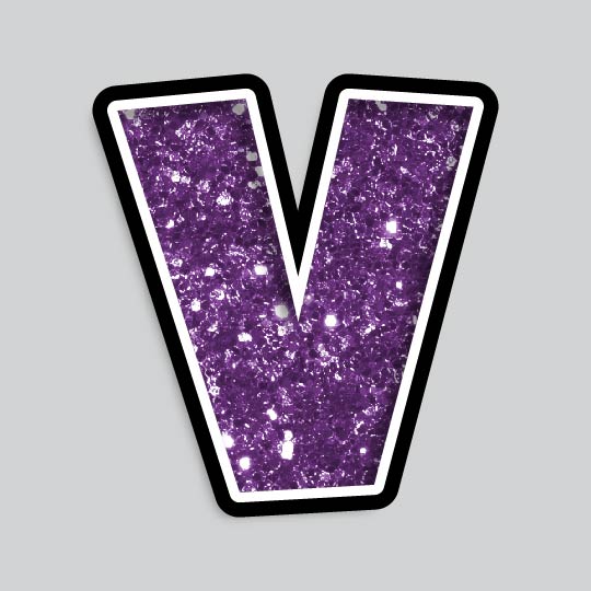 23.5” INDIVIDUAL LUCKY GUY PURPLE CHUNKY GLITTER LETTERS