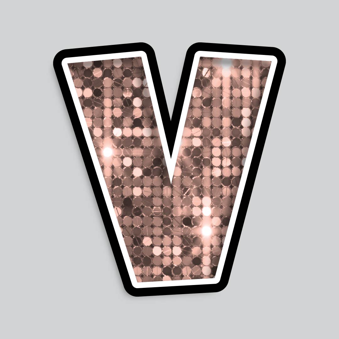 23.5” INDIVIDUAL LUCKY GUY SEQUIN ROSE GOLD SHADOW LETTERS