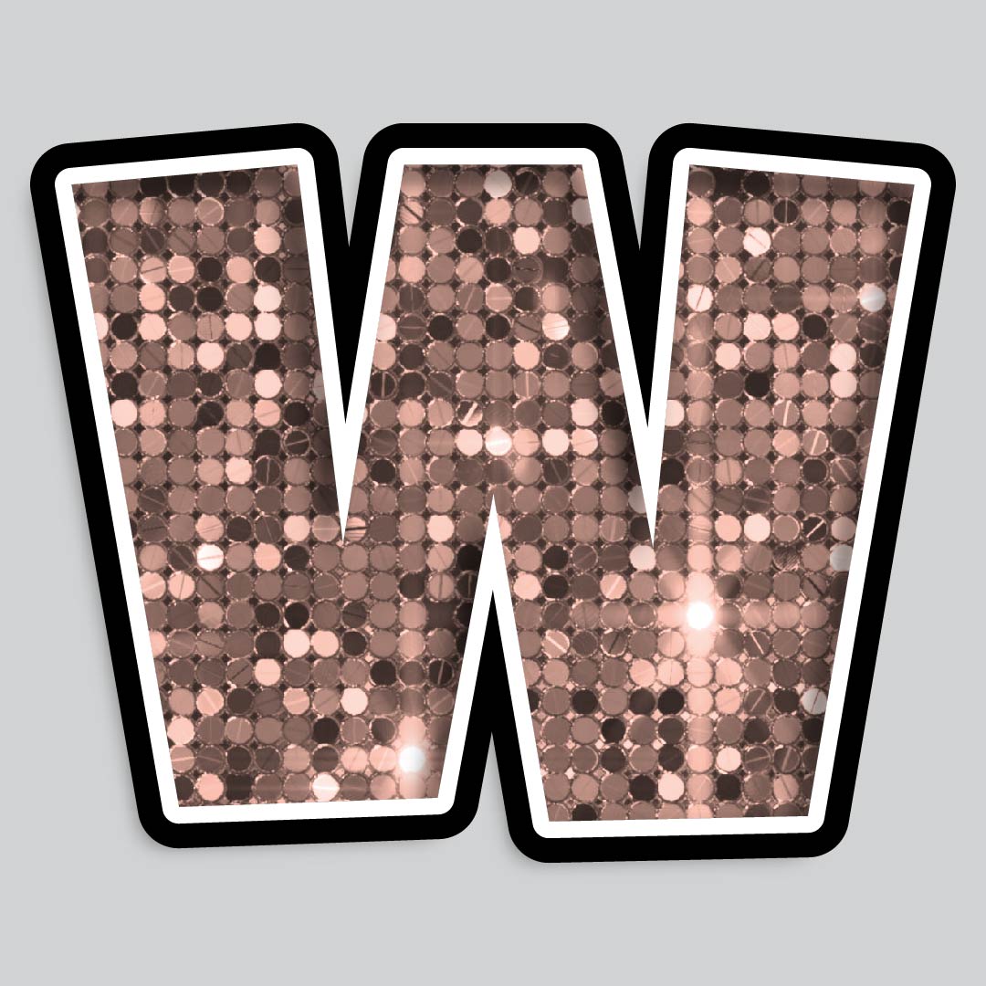 23.5” INDIVIDUAL LUCKY GUY SEQUIN ROSE GOLD SHADOW LETTERS