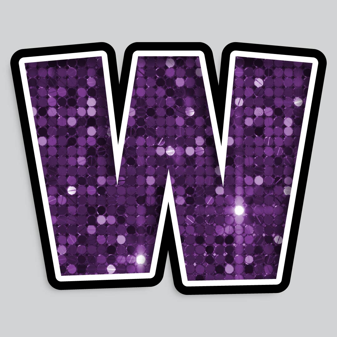 23.5” INDIVIDUAL LUCKY GUY SEQUIN PURPLE SHADOW LETTERS
