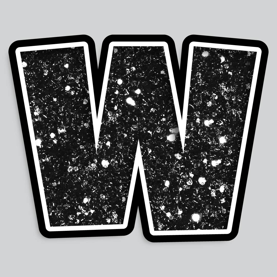 23.5” INDIVIDUAL LUCKY GUY BLACK CHUNKY GLITTER LETTERS