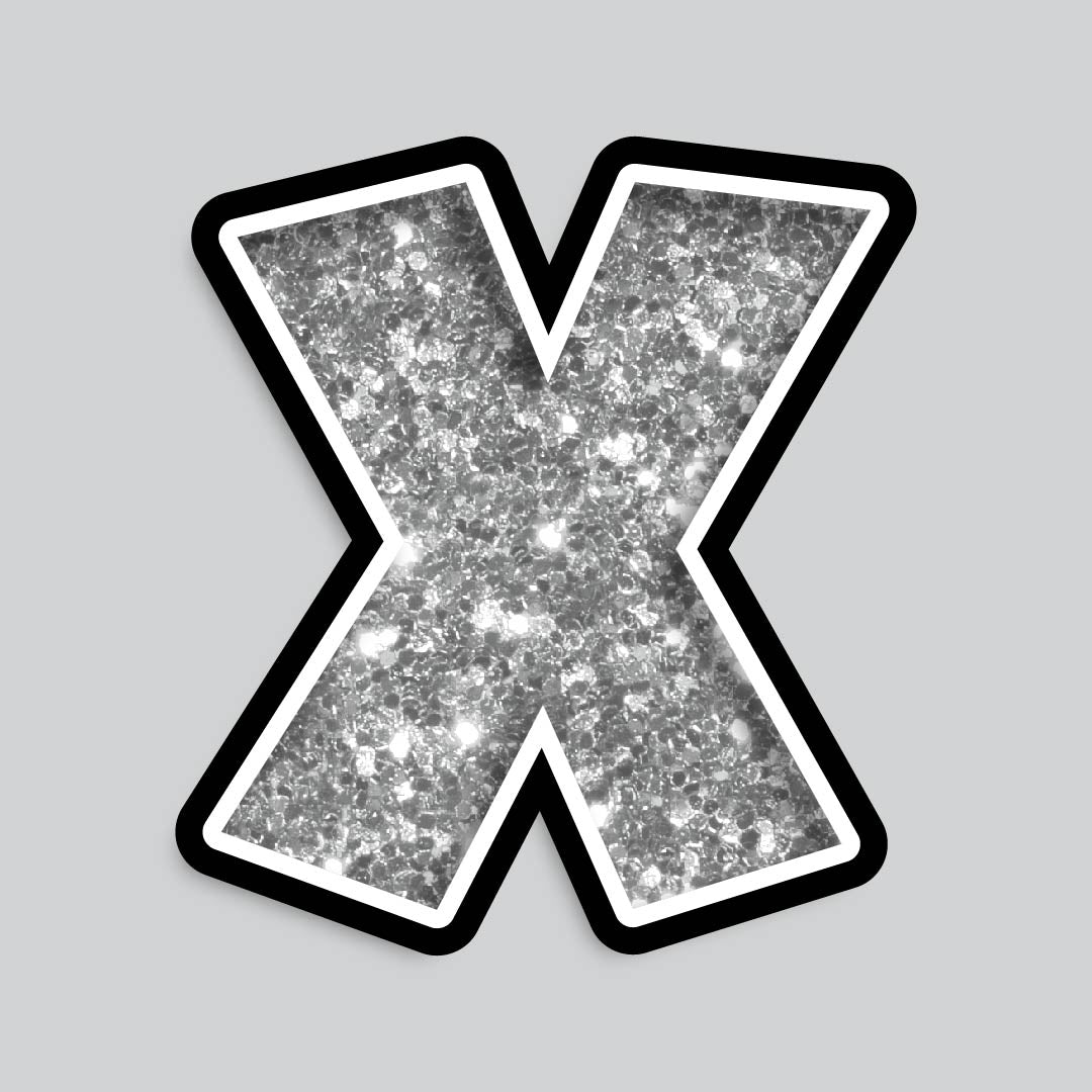 23.5” INDIVIDUAL LUCKY GUY SILVER CHUNKY GLITTER LETTERS